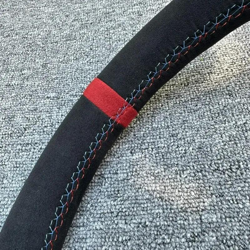 Hand Stitched Non-slip Car Steering Wheel Cover  for BMW M Sport G30 G02 X5 F40 F41 g82 M4 DIY Soft Suede Car Interior