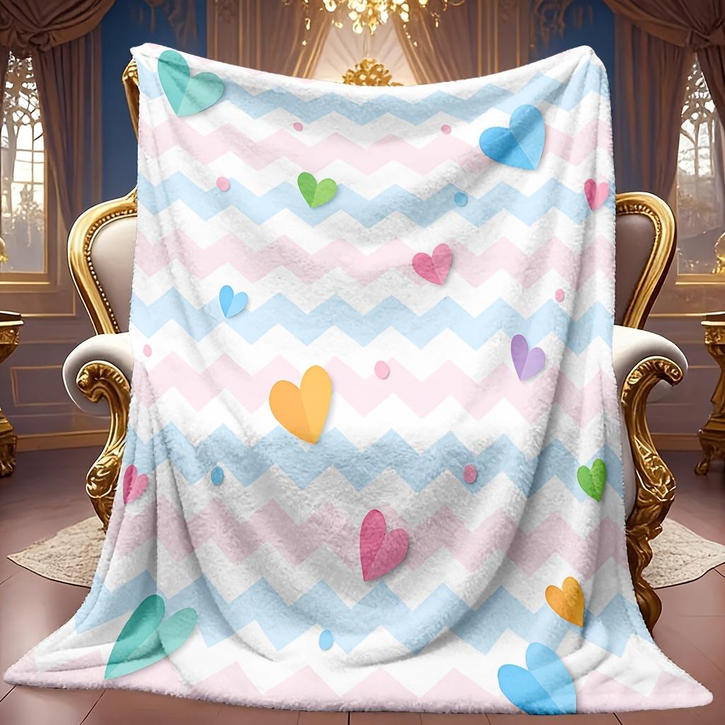 Soft High-Definition Digital Print Heart Chevron Pattern Blanket Cooling Blanket All-Season Family and Friends Gift Soft Breathable 100% Polyester
