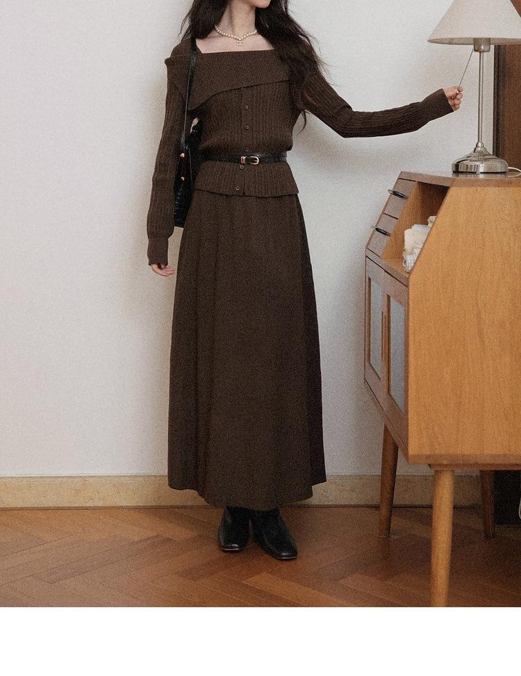 Elegant One-Shoulder Knit Suit Skirt - 2025 Two-Piece Date Outfit