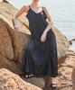 KOLEAT Layered Cooling Chiffon Marmont Shirred Strap Long Dress [Black]