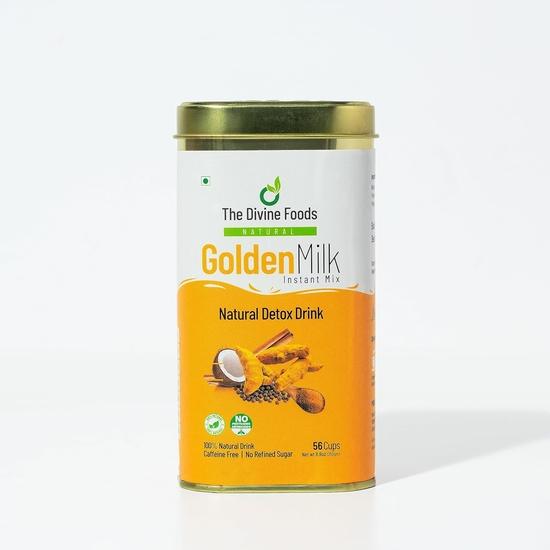 The Divine Foods Organic Golden Milk Latte,Natural Detox Drink Dnd,Haldi Milk,Antioxidant & Anti-Inflammatory High Curcumin,56 Sachets,(250 Gm,Powder)