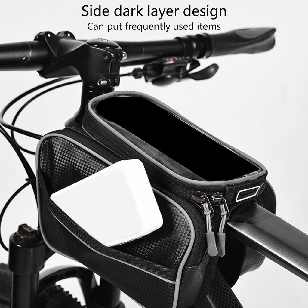 Soporte para Teléfono de Bicicleta Manillar Bolsa para Manillar Bicicletas de Montaña Bolsa para Tubo Superior Delantero Gran Capacidad Bolsa para Cuadro Delantero de Bicicleta