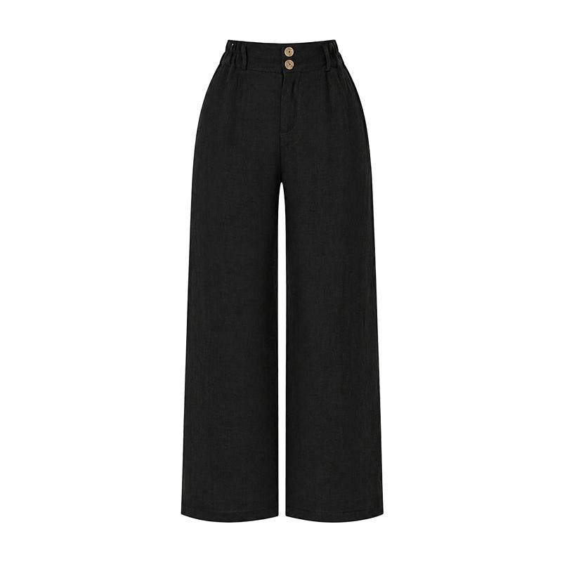TVIEW Two-Button Elastic Linen Pants_V6B-Cpt002