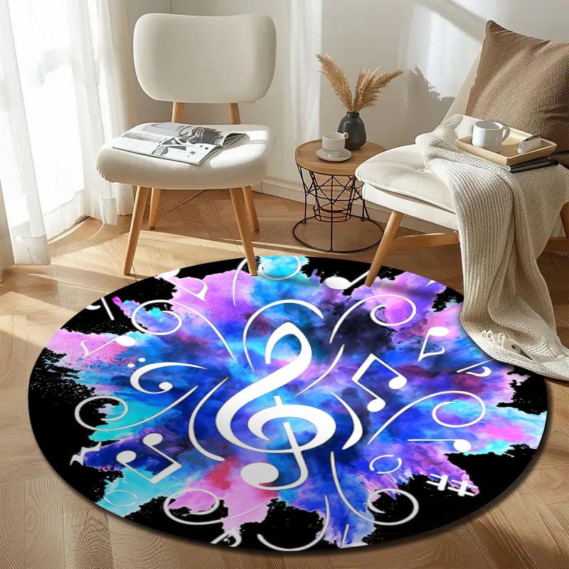 Playful Round Stained Glass Multicolor Carpet, Non-Slip Floor Mat for Hallway
