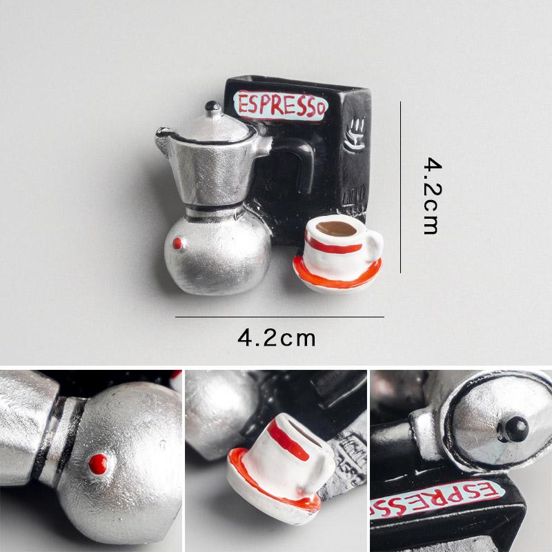 Nordic Ins Home Decoration 3D Food Macarone Coffee Refrigerator Paste Magnetic Coffee Cake Kettle Fridge Magnet Collection Gifts