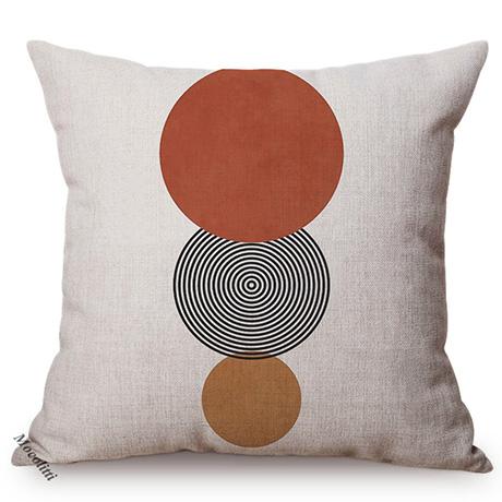 Modern Geometric Style Sofa Decoration Throw Pillow Case Minimalist Boho Arch Abstract Pattern Cotton Linen Car Cushion Cover Peach skin 18*18(CM)-1Pcs