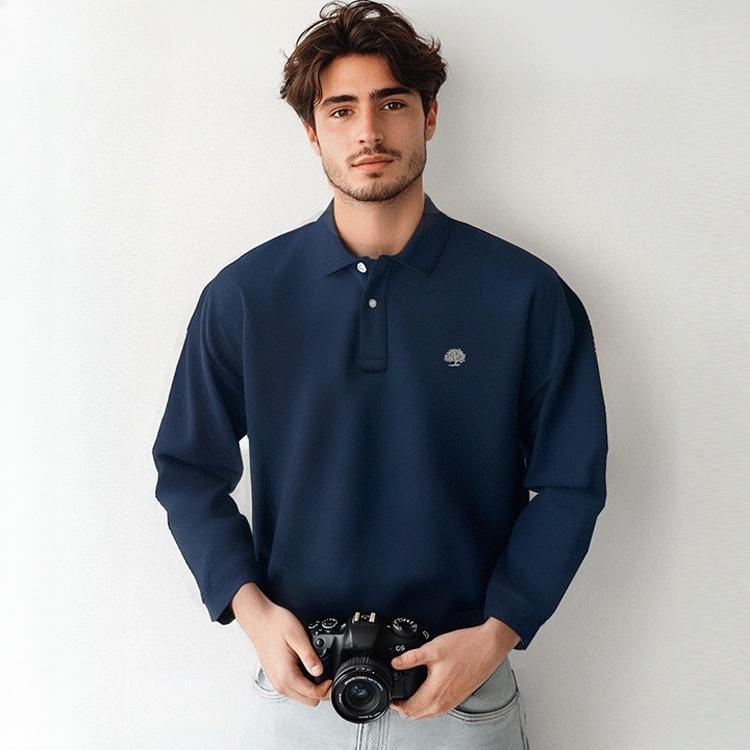 Men's Winter Collared Polo Shirts With Fleece Lined Casual Long Sleeve Tops Sweatshirts Button Down Pullover Shirts Warm Work Golf Shirts for Men