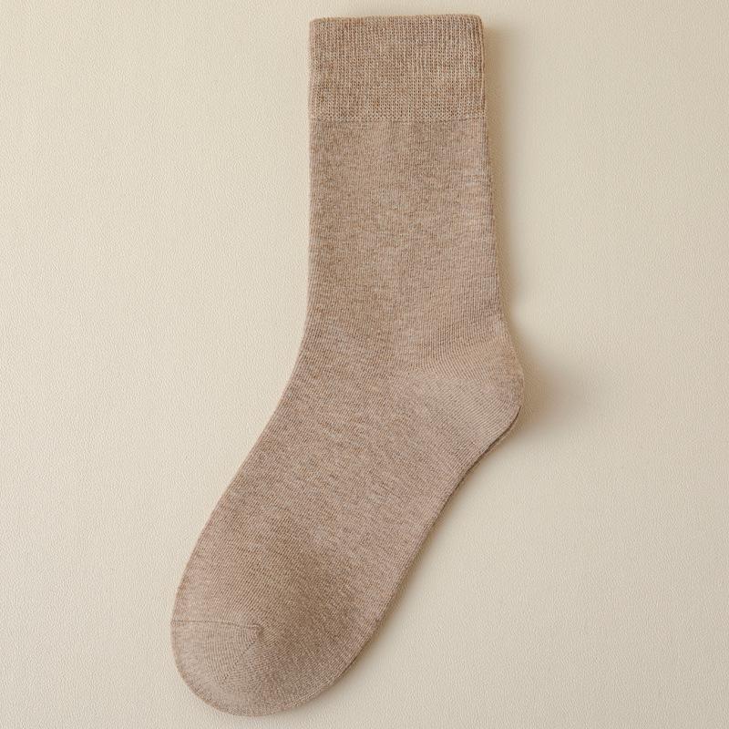 Women's Mid-Calf Solid Color Cotton Socks - Anti-odor, Thin, Warm, Black & White, Suitable for Spring, Summer, and Autumn.