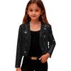 Children's -Printed Long-Sleeve Shawl-Collar Cardigan Dress Casual Short Jacket