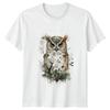 Owl Forest Watercolor T Shirt Wildlife Nature Gift For Her And Him Vintage Washed Slightly Breathable Designer Clothes Soft