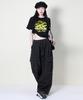 Deumakeu Real Street Wide Contrast Stitch Cargo Track Pants Black