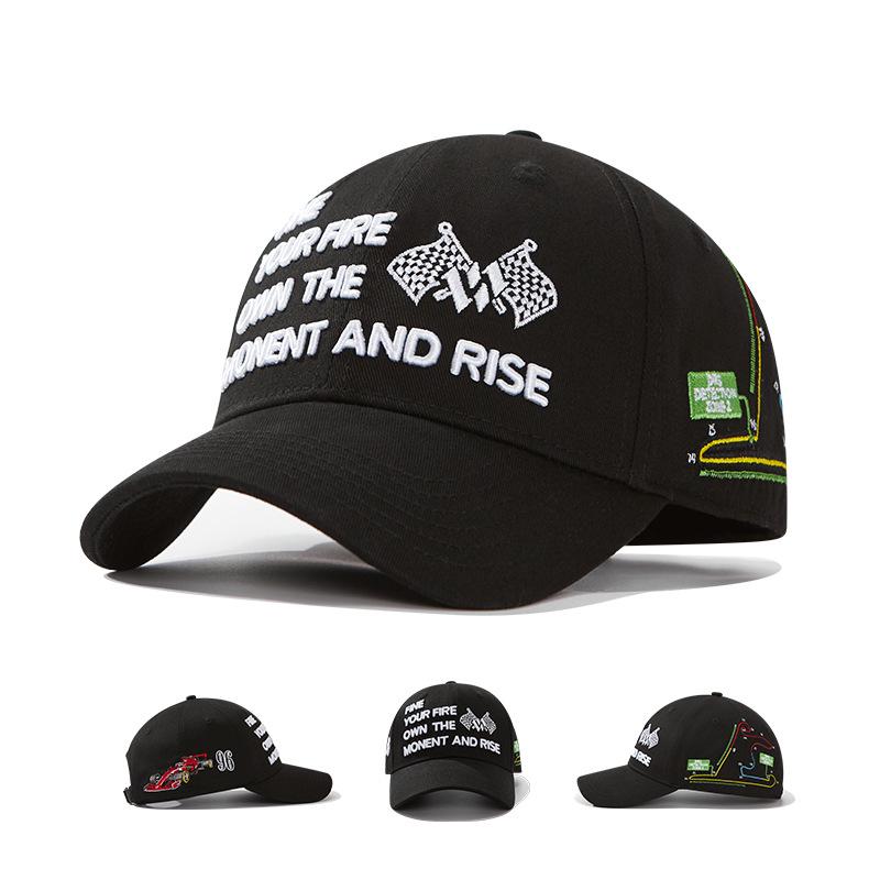 American Racing Embroidered Hardtop Baseball Cap, Men s Wide Brim Duckbill Hat with Sun Protection Adjustable чёрный