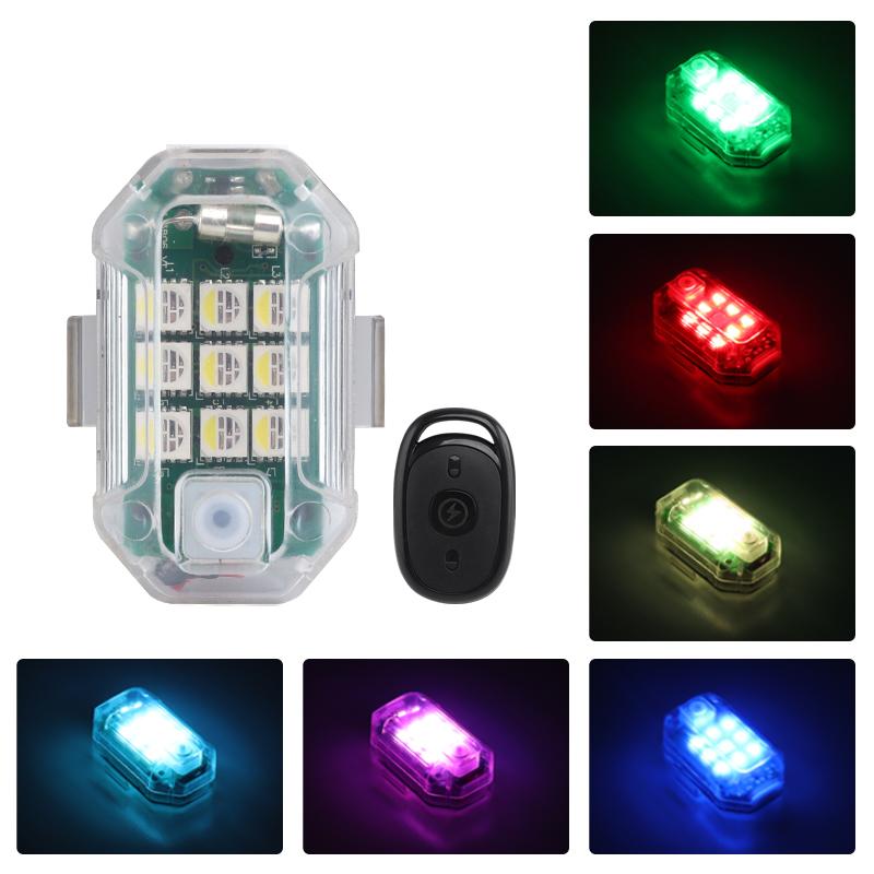 SEAMETAL Lumină stroboscopică universală cu 7 culori pentru motocicletă, scuter, mașină, cu LED-uri de avertizare anti-coliziune, indicator de semnalizare bliț pentru drone