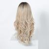 European And American Wind And Wind Gradually Change Platinum Long Curly Hair Wig Eight-Character Bangs Fluffy Natural High Temperature Silk Material