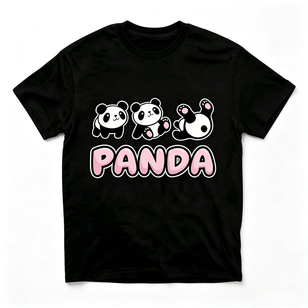 Kawaii Multiple Pandas  Red Heart Print Tshirt Unisex Wounisex Cute Cartoon Panda Graphic Short Sleeve Tees Modal Loose Casual Tops