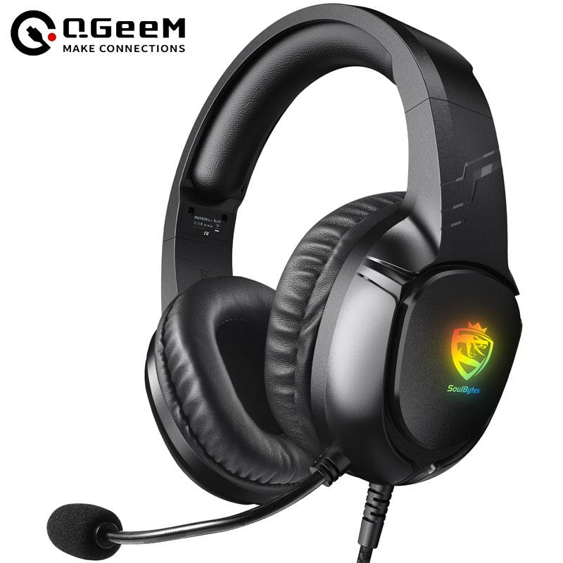 

S20 RGB игровые наушники, 3,5 мм объемный звук компьютерная гарнитура для ПК наушники микрофон для PS4 Switch Xbox-one чёрный