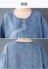 Women's Retro Denim Patchwork Dress - Elegant, Comfortable, Loose Fit for Spring/Autumn
