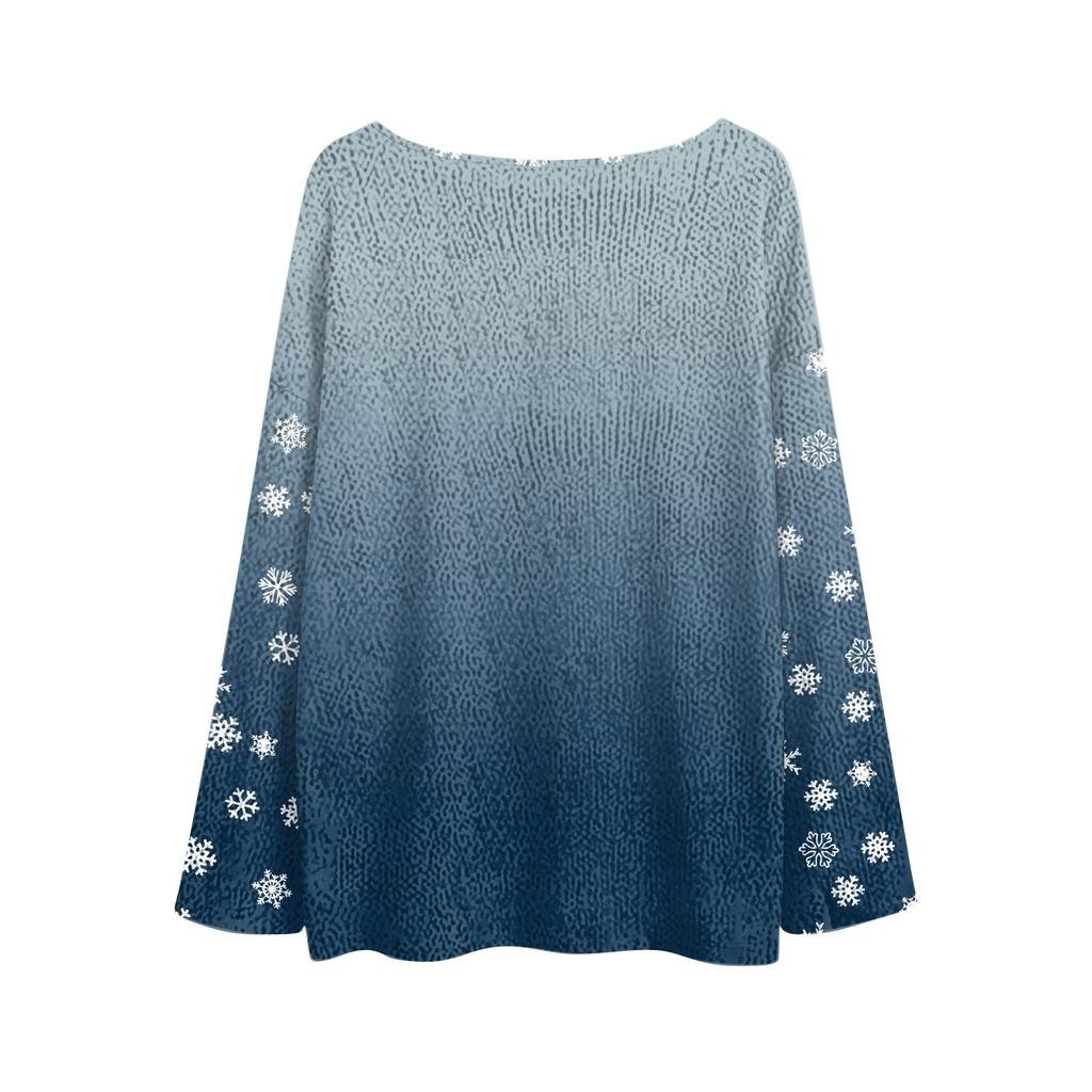 Vánoční mikiny pro ženy Pletený svetr Roztomilá košile Podzimní svetry s výstřihem