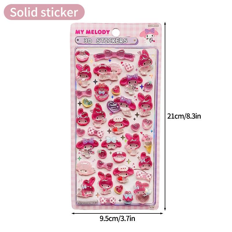 Sanrio Cartoon Sticker Hello Kitty Kuromi My Melody Aesthetic Sticker Cinnamoroll DIY Scrapbook Bonbon Drop Decal Party Favor