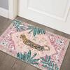 Covoraș Retro cu Imprimeu Floral Tigru Roz Model Vintage Animale Frunză de Palmier Intrare Casă Decor Acasă Covor Podea