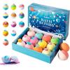 Bombes de Bain avec Jouets à l'Intérieur, Lot de 12 Bombes de Bain Naturelles Arc-en-ciel pour Enfants, avec Jouets Océaniques Surprise à l'Intérieur Boules de Bain Moussantes, Remplisseurs de Panier de Pâques Chaque