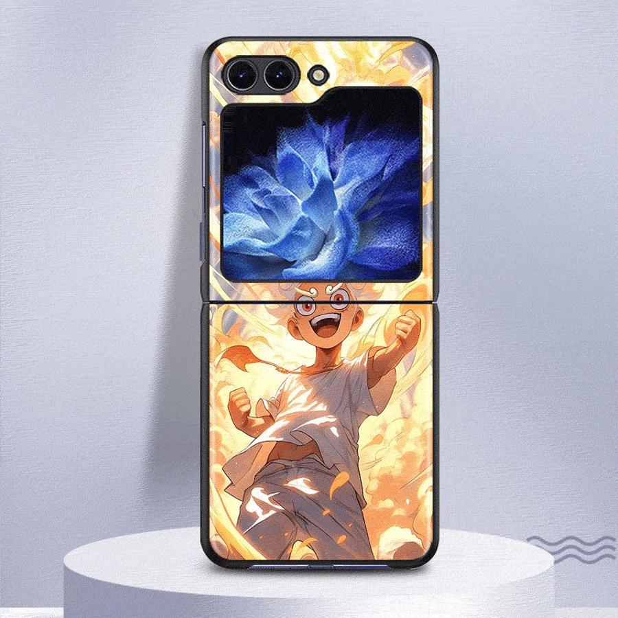 

One Piece Cartoon Luffy Back Phone Cover Funda Case for Samsung Galaxy Flip5 Z Flip 7 6 5 4 3 Flip4 Flip3 Flip6 Flip7 FE Galaxy Z Flip3 5G