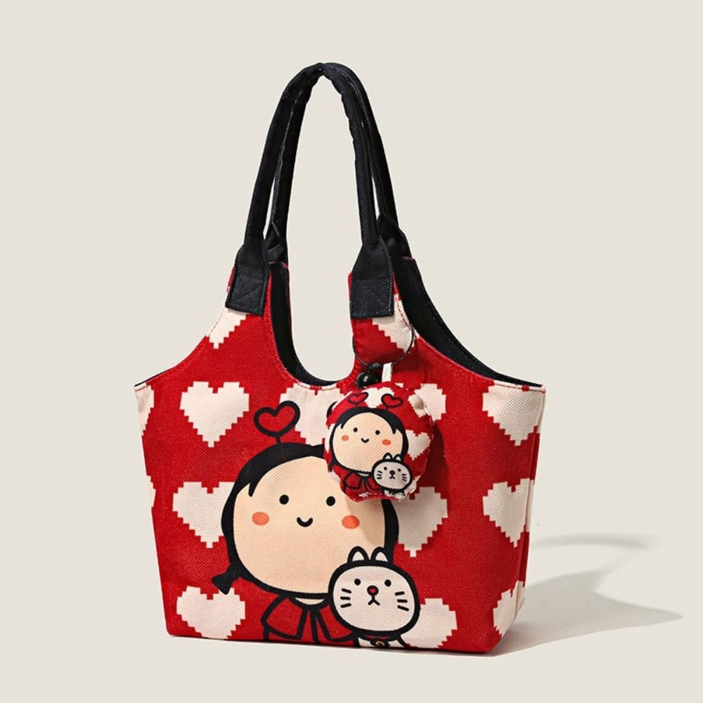 Fashion Cute Print Women's Cartoon Handbag Portable Durable Shoulder Bag Shell Bag Canvas Bag Travel Fabric Handbag