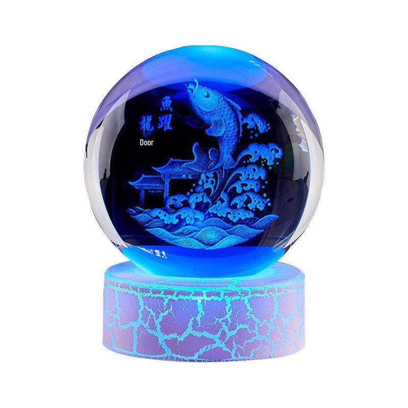 Leaping Fish Crystal Ball 3D Night Light - Creative Birthday & Qixi Festival Gift