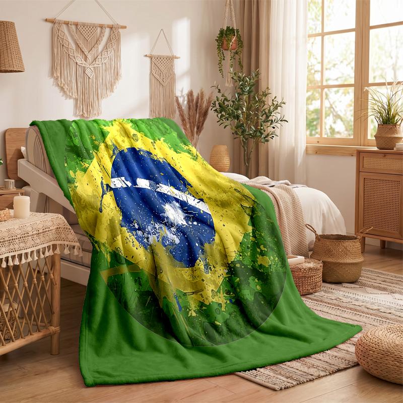 Brazil national football team Print Flannel Blanket Soft Warm Sofa Bed Throw Blanket For Home Office Bedroom