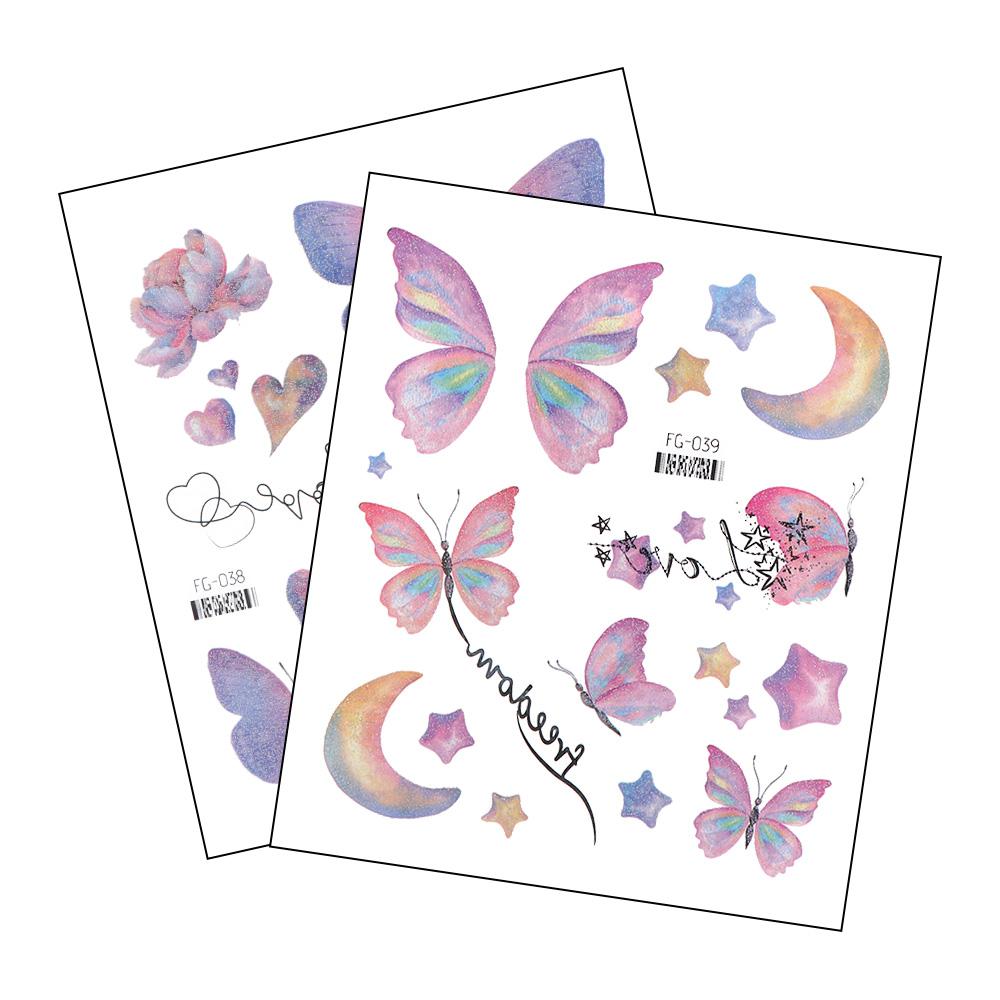 Moon Body Art Wings Fake Tattoo Temporary Tattoos Flowers Tattoo Stickers Butterfly Tattoo Stickers