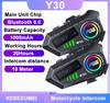 1/2Pcs Y30 Motorcycle Intercom Bluetooth 6.0 Headset Helmet Moto Intercomunicador For 2 Riders Voice Control Earphone 1000mAh