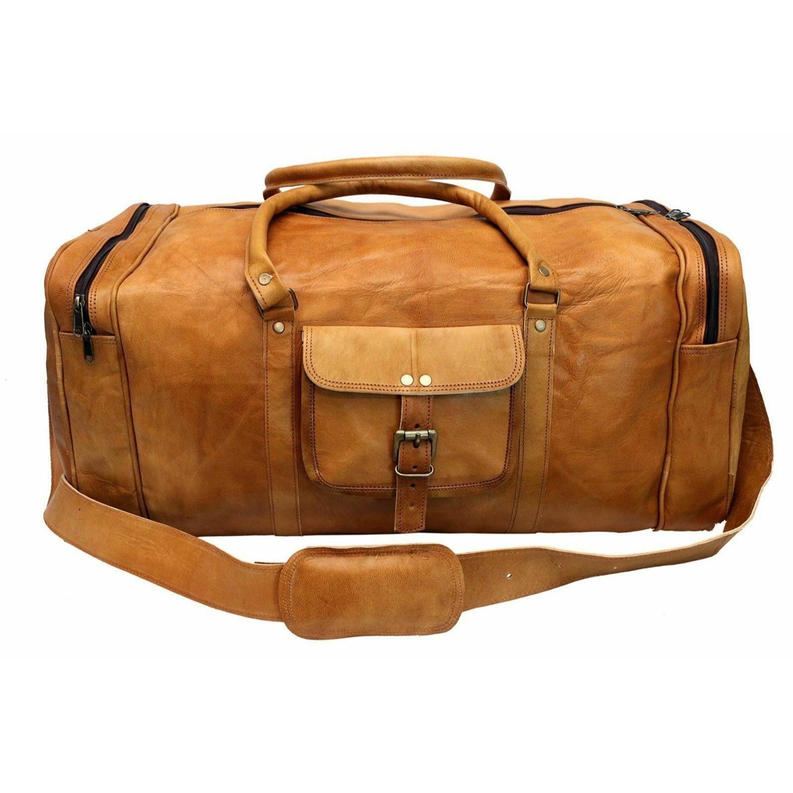 

Новая мужская сумка для багажа из натуральной козьей кожи 24 x 9 x 9 in коричневый