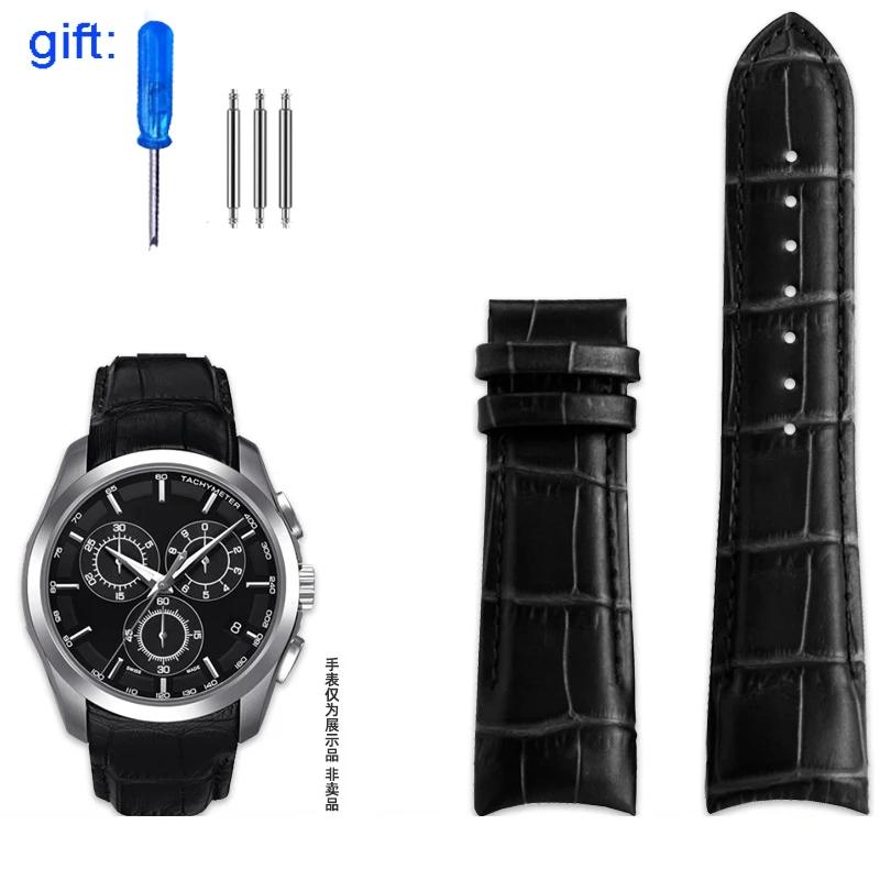 Pulseira de Couro Genuíno para Relógio Tissot T035 Pulseira Masculina Série 1853 T035627 T035617 T035407 Boca de Arco Pulseira 22mm 23mm 24mm