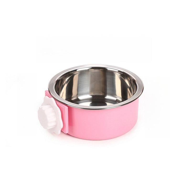 Hanging Pet Bowl Stainless Steel Removable Adjustable Screw Mount Food Water Bowl For Dog Cat Cage Crate Kennel