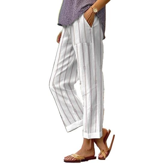 

Women Pants Adjustable Drawstring Mid-Waist Wide Leg Trousers with Pockets Loose Fit 3D Digital Print Long Pants Daily Wear S E