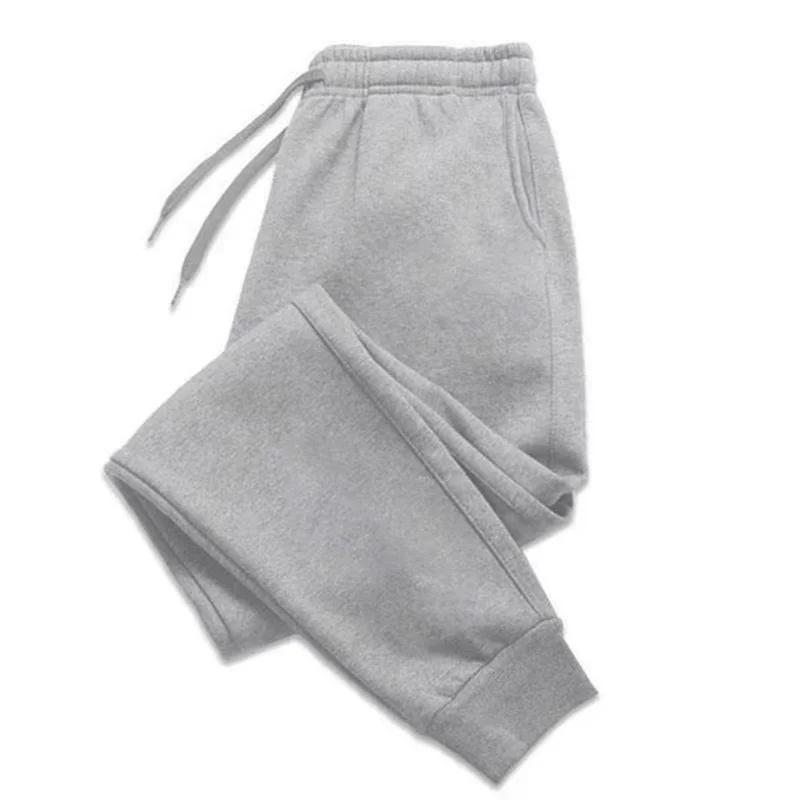 Solid Color Women Pants Pocket Long Men's Sweatpants Sportswear Elastic Waist Casual Baggy Pants Black Grey