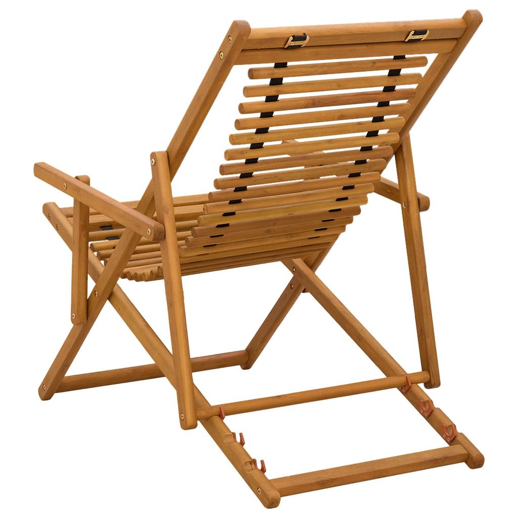 Deck Chair 3 Positions Solid Eucalyptus Wood Natural