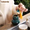 Gourd Tea Caddy Ceramic Portable Travel Tea Box Japanese Vintage Mini Pu'er Tea Storage Box Sealed Jar Container Organizer Cans