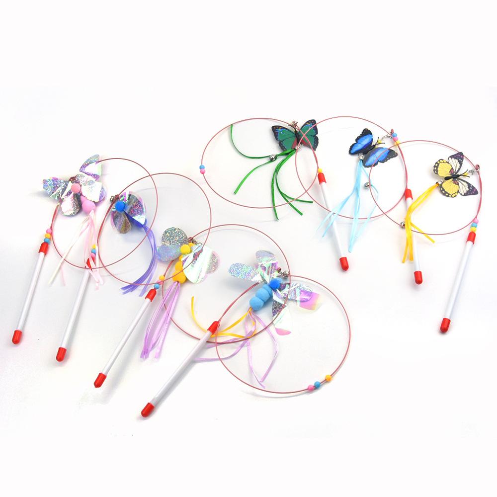 Interactive Cat Toys butterfly Cat Teaser Stick Game for Cats Stick Funny Pet Cat insect Toys Pet Accessories