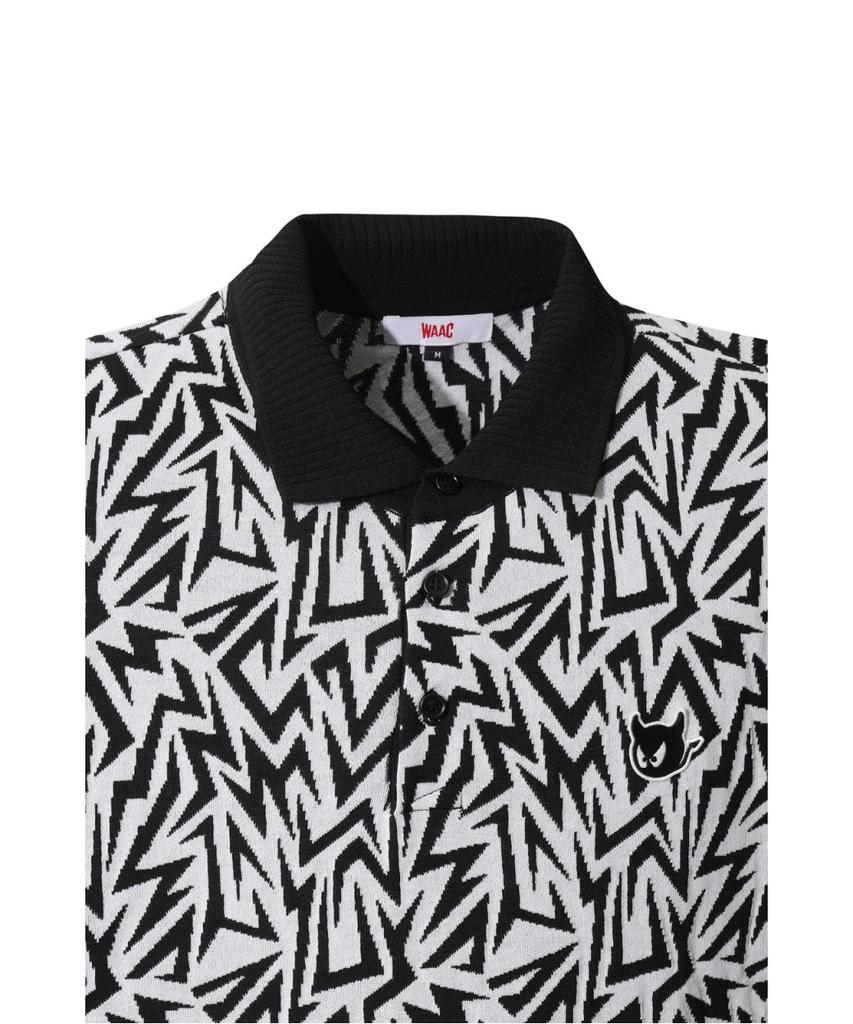 WAAC Men Waacky Illusion Pattern Knit Polo Wmwam26204Bkx