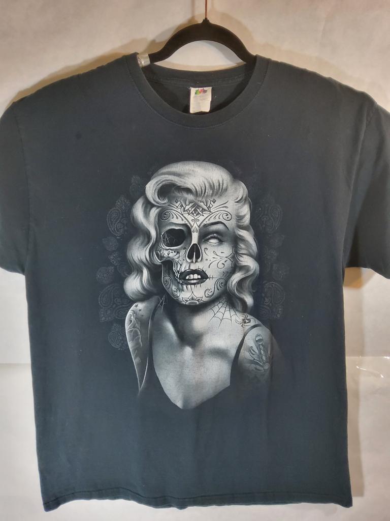 Vintage Y2K Zuckerschädel Marilyn Monroe T-Shirt Größe XL Schwarz Grunge Unisex T-Shirt