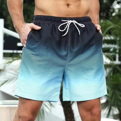 Stripe Gradient Men's Short Pants Hawaii Vacation Beach Shorts 3D Printed Casual Large Size Loose Quick Drying Swim Trunks