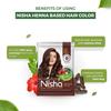 Nisha Tinta per Capelli Castano Scuro per Donne 25g x Confezione da 10 | Polvere Erboristica a Base di Henné | Tinta per Capelli a Lunga Tenuta, Senza Ammoniaca