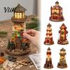 Unique Shelf Ornaments Mosaic Firehouse Craft Kit, Lighted Tower DIY 3D Sea LED String Light Crafts Glass Kit with Warm Lights for Adults, Handmade