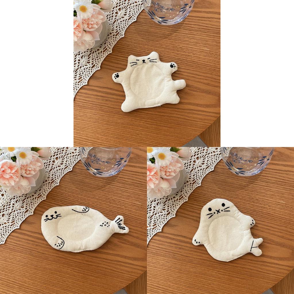 Creative Animal Cartoon Coasters With Insulation And Plush Fabric For Home Decor