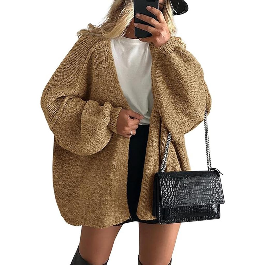 Women's Sweater Solid Color Long-sleeved Casual Loose Cardigan Sweater Jacket