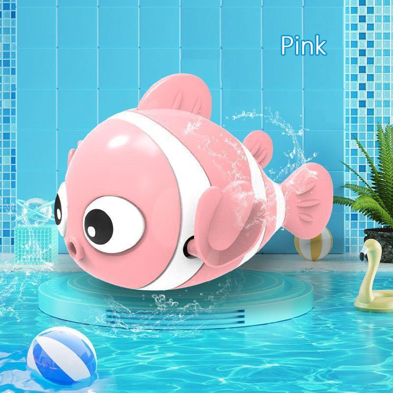 Summer Kids Bath Toys Clockwork Clownfish & Dolphins Swimming Water Play Set Classic Beach Fun Educational Toy for Baby Children