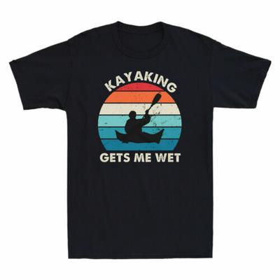 Kajakfahren macht mich nass Lustiges Kajakgeschenk Vintage Retro Herren Baumwolle Schwarzes T-Shirt