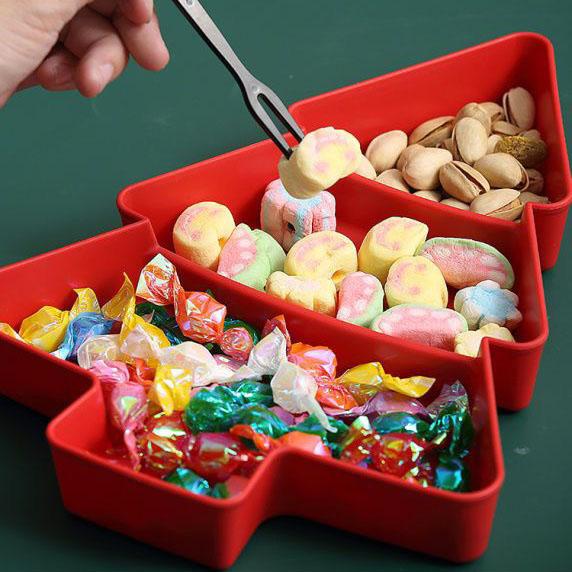 Christmas Tree Plate Snacks Fruit Plate Christmas Fruit Plate Divided Tableware Christmas Tableware Children's Anti Drop