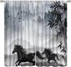 Horse Window Curtains, Western Wild Horses Under Cherry Curtains For Living Room,Country Style Rustic Farm Animal Horse Pink
